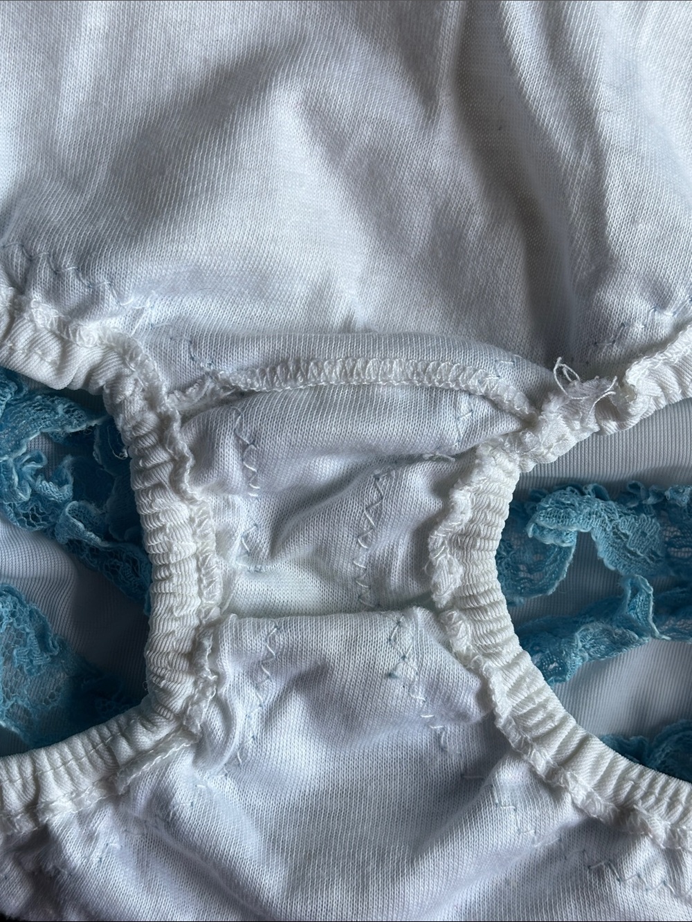 Vintage Bloomers White with Teal Lace Trim - Picture 7 of 8